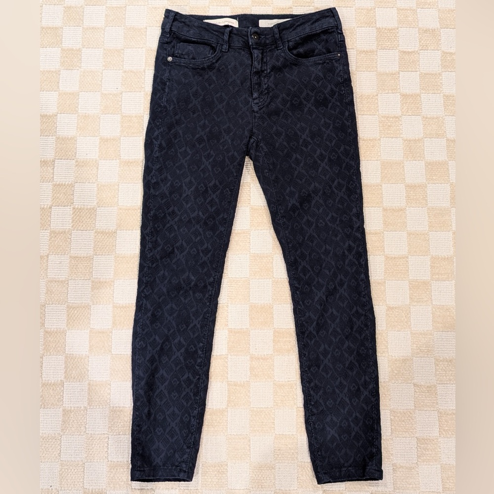 Pilcro and the Letterpress Blue Charcoal Patterned Corduroy Jeans